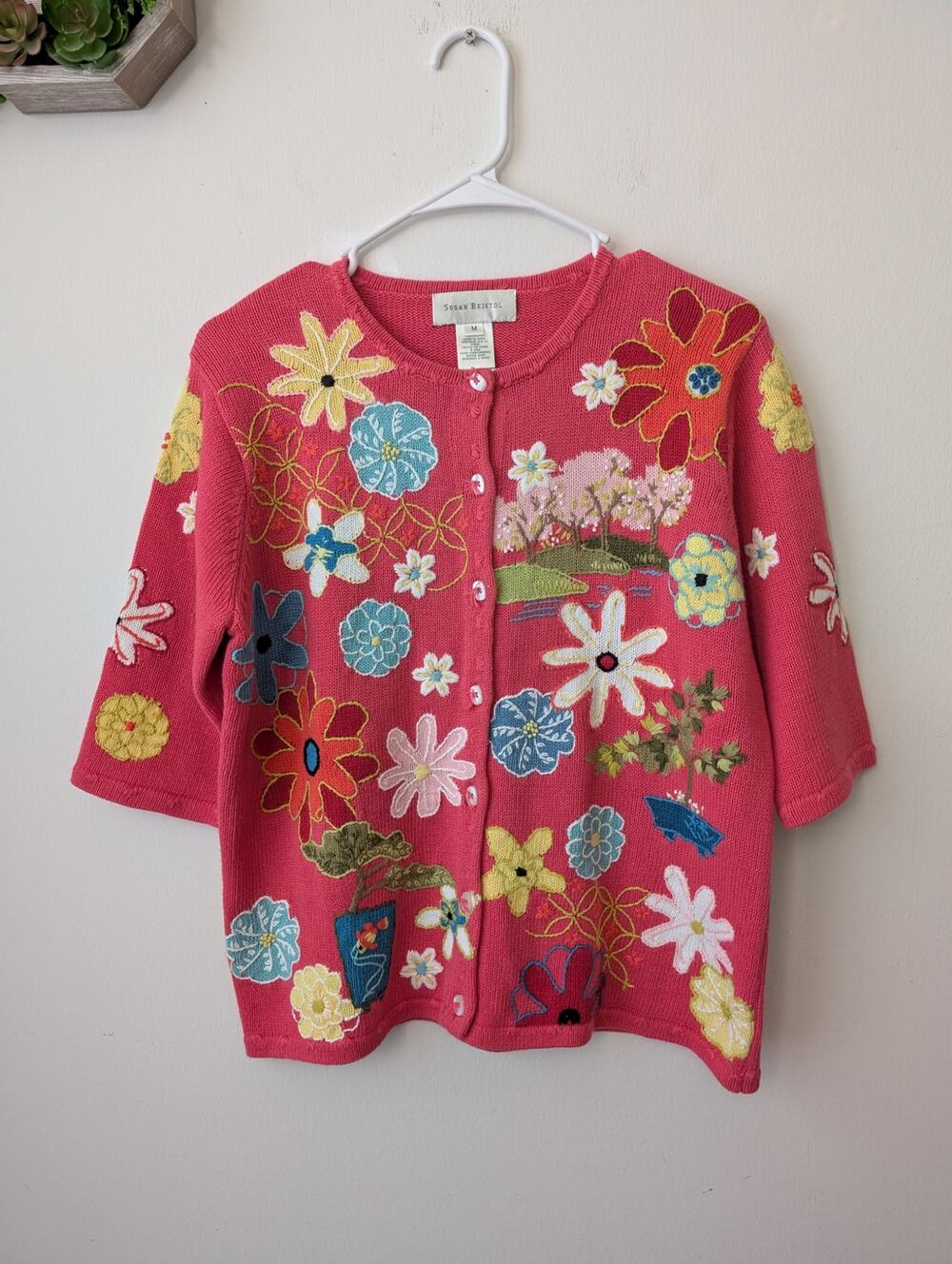 susan bristol vintage embroidered cardigan